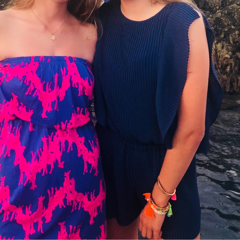 Club Monaco Navy Pleated Romper
